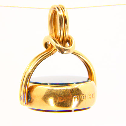 Antique Hallmarked 18ct Gold Spinner Pendant Bloodstone Carnelian Fob
