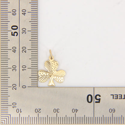 Vintage 9ct Hallmarked Yellow Gold Shamrock Clover Three-Leaf Luck Charm Pendant