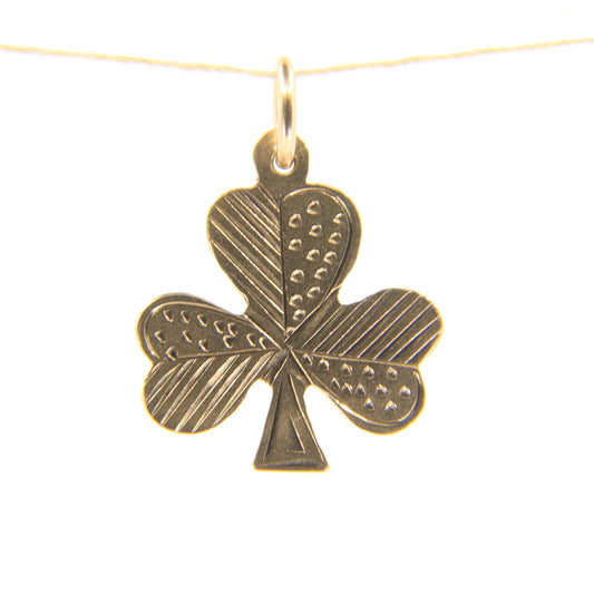 Vintage 9ct Hallmarked Yellow Gold Shamrock Clover Three-Leaf Luck Charm Pendant