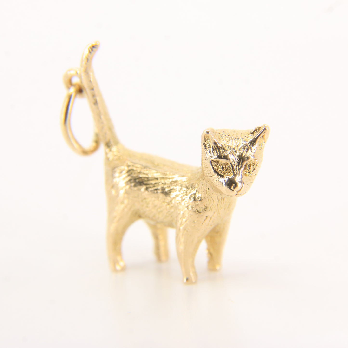 Vintage 9ct Hallmarked Cat Charm Pendant Yellow Gold Long Tailed Feline Gift