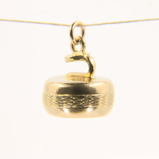 Vintage 9ct Hallmarked Yellow Gold Curling Stone Bowl Charm Pendant Scottish Gift