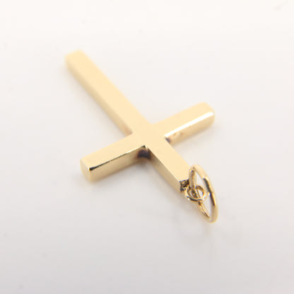 Vintage 9ct Hallmarked Gold Cross Pendant Plain Design Christian Charm Gift