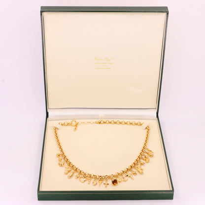 Vintage 9ct Hallmarked Gold Belcher Chain Charm Necklace 20.5 Inch Adjustable Boxed Gift