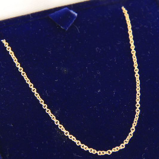 Vintage 18ct Hallmarked Gold Chain Necklace 16 Inch Fine 1mm Chain Boxed