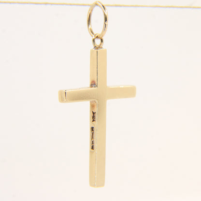 Vintage 9ct Hallmarked Gold Cross Pendant Plain Design Christian Charm Gift