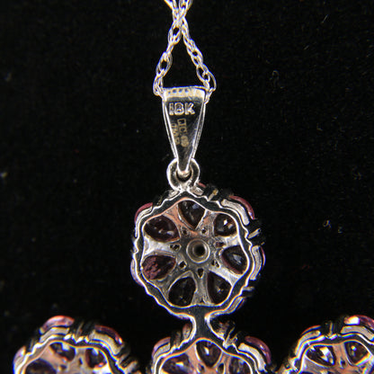 Vintage 18ct Hallmarked White Gold Pink Sapphire Diamond 18 Inch Cross Pendant Necklace