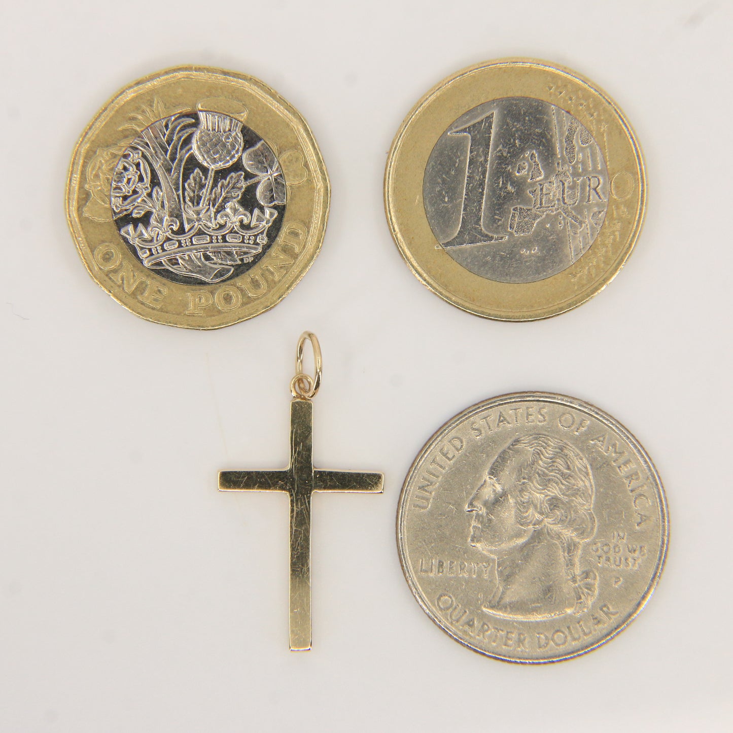 Vintage 9ct Hallmarked Gold Cross Pendant Plain Design Christian Charm Gift