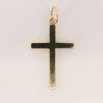 Vintage 9ct Hallmarked Gold Cross Pendant Plain Design Christian Charm Gift