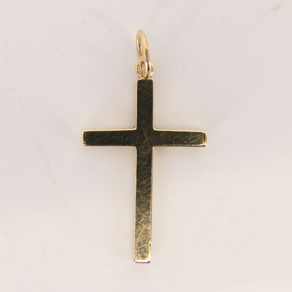 Vintage 9ct Hallmarked Gold Cross Pendant Plain Design Christian Charm Gift