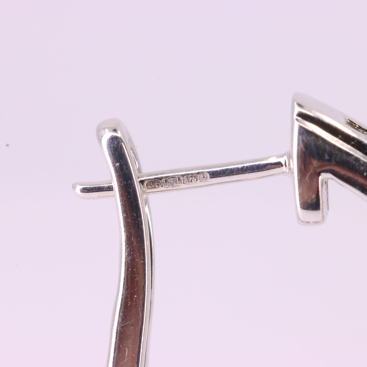 Vintage 9ct Hallmarked White Gold Hoop Earrings Diamond Baguette Set Boxed Gift