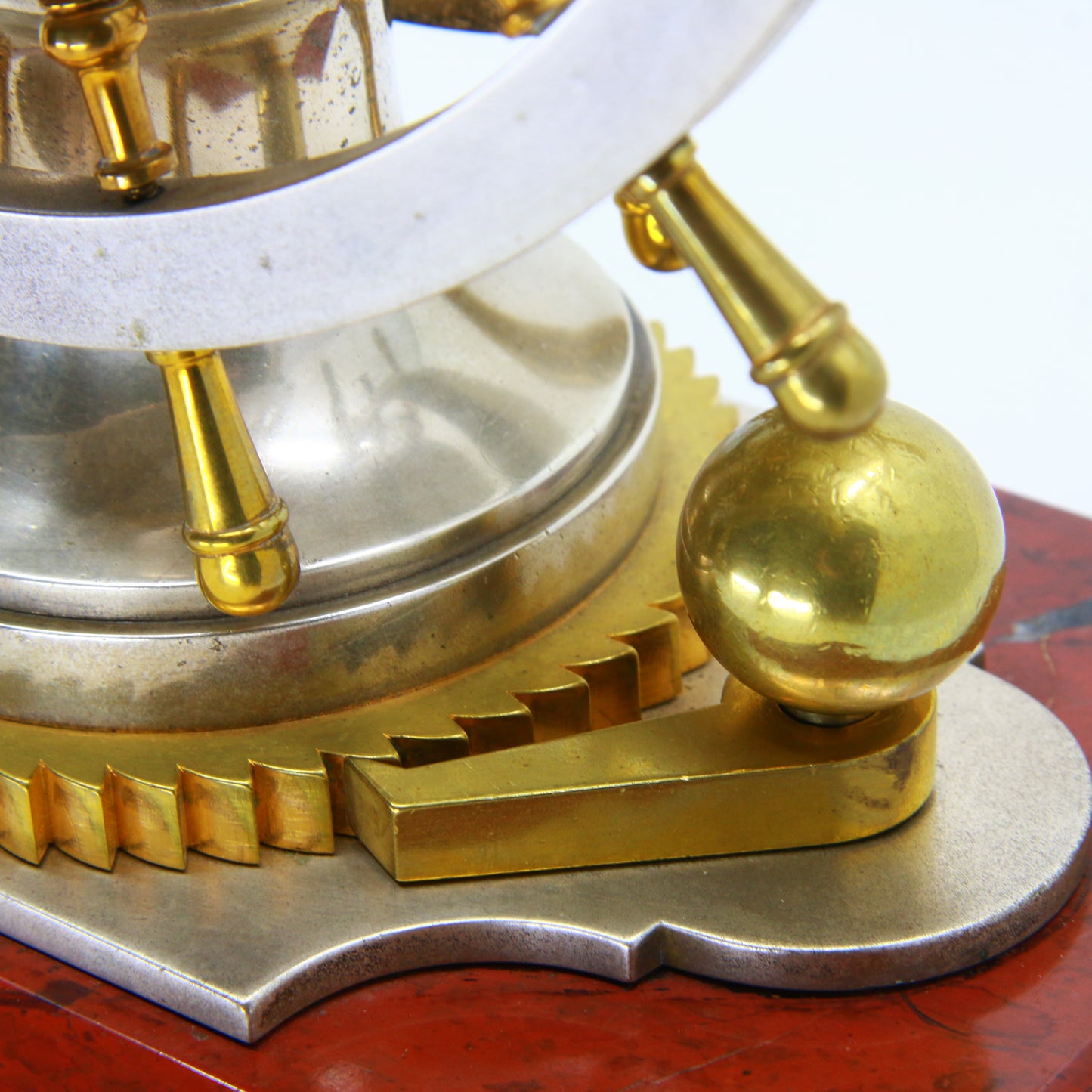 Antique French Nautical Desk Clock Gilt & Silvered Ships Wheel Circa 1890 by Antoine Redier