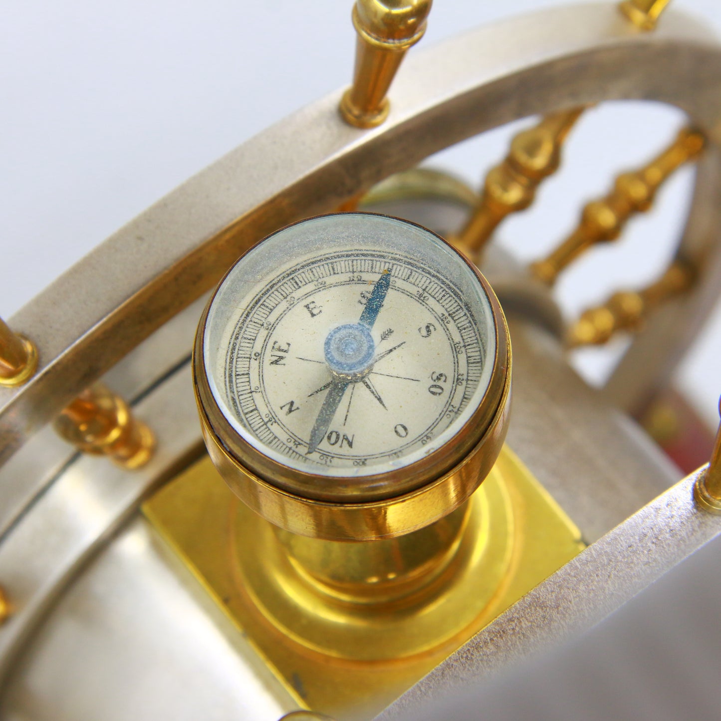 Antique French Nautical Desk Clock Gilt & Silvered Ships Wheel Circa 1890 by Antoine Redier