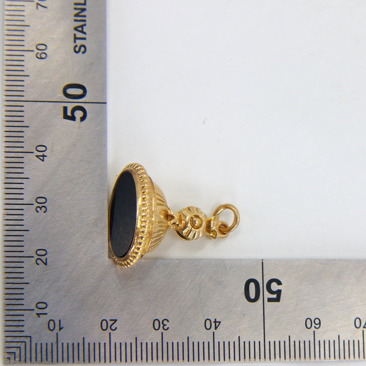 Vintage 9ct Drop Fob Onyx Stone Pendant Watch Charm 9 Carat Yellow Gold Pendant
