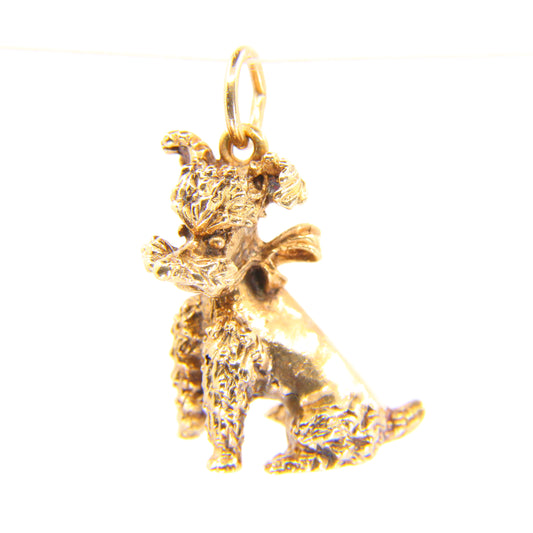 Vintage 9ct Poodle Charm Yellow Gold Detailed Dog Pendant Animal Hallmarked