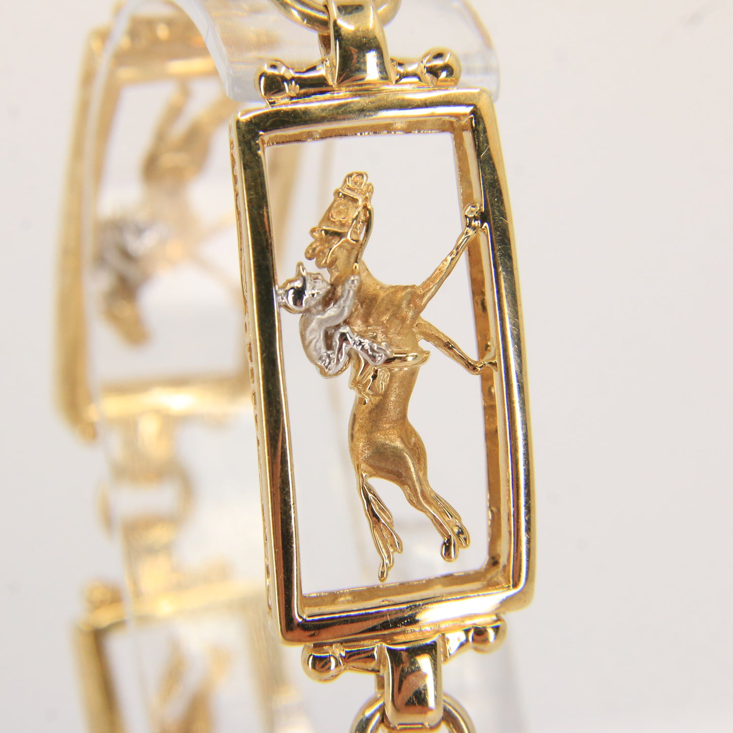 14K Gold Horse & Jockey Bracelet 7.75" Darren K Moore Paddock & Post