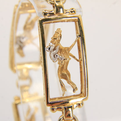 14K Gold Horse & Jockey Bracelet 7.75" Darren K Moore Paddock & Post