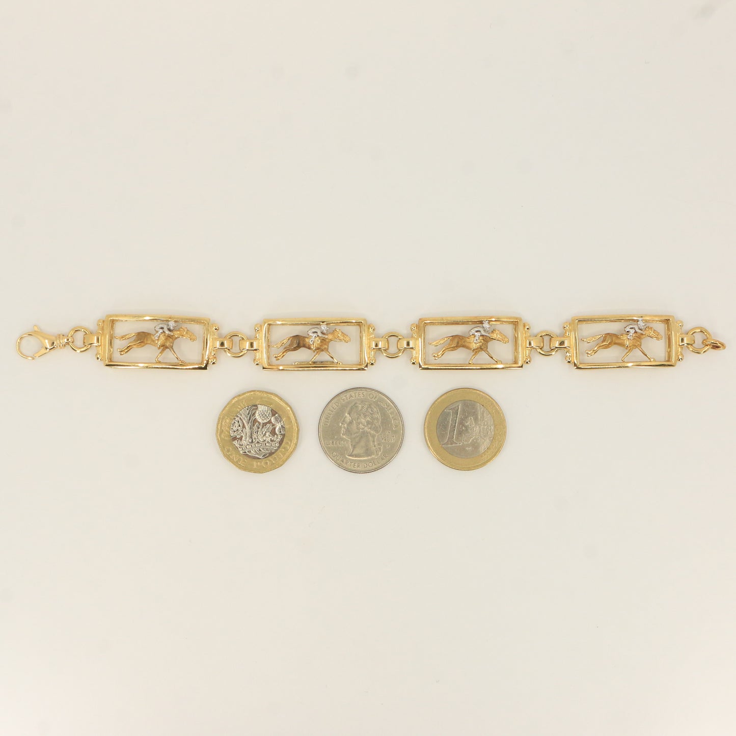 14K Gold Horse & Jockey Bracelet 7.75" Darren K Moore Paddock & Post