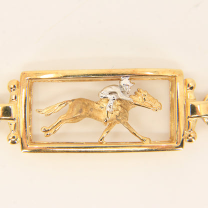 14K Gold Horse & Jockey Bracelet 7.75" Darren K Moore Paddock & Post