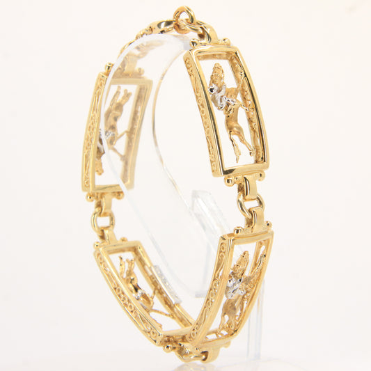 14K Gold Horse & Jockey Bracelet 7.75" Darren K Moore Paddock & Post