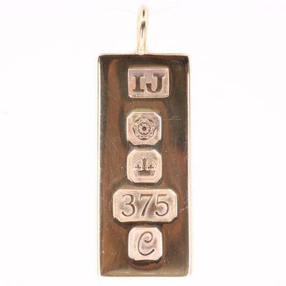 Vintage 9ct Hallmarked 1977 Sheffield Gold Ingot Bar Pendant Investment Gift