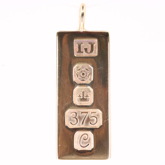 Vintage 9ct Hallmarked 1977 Sheffield Gold Ingot Bar Pendant Investment Gift