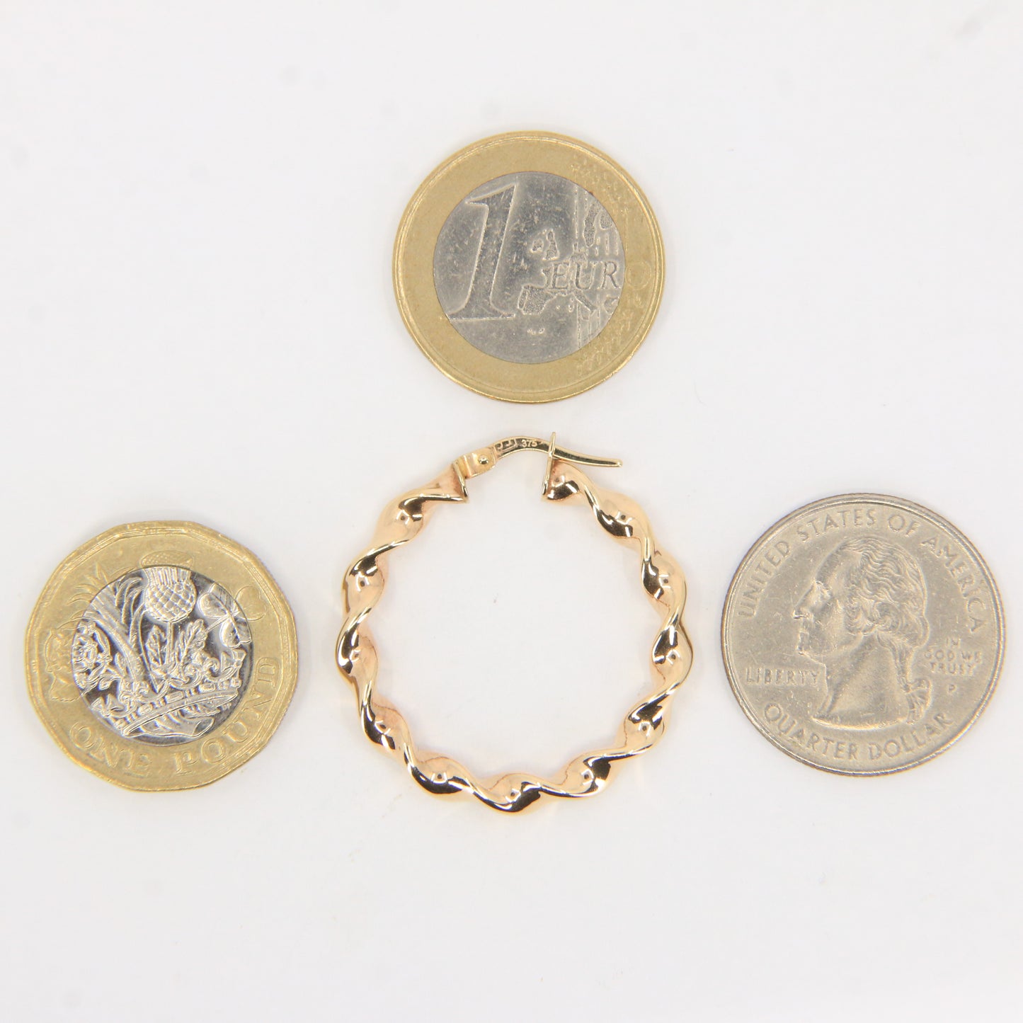 Vintage 9ct Gold Hallmarked Twist Hoop Creole Earrings Boxed