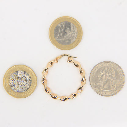 Vintage 9ct Gold Hallmarked Twist Hoop Creole Earrings Boxed