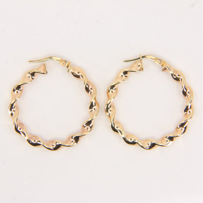 Vintage 9ct Gold Hallmarked Twist Hoop Creole Earrings Boxed