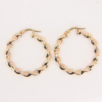 Vintage 9ct Gold Hallmarked Twist Hoop Creole Earrings Boxed