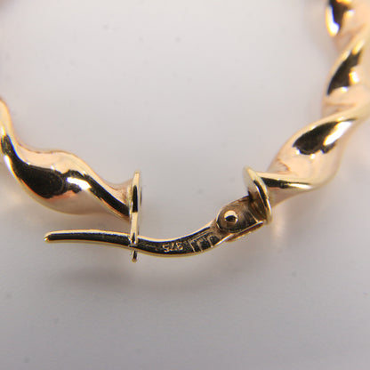 Vintage 9ct Gold Hallmarked Twist Hoop Creole Earrings Boxed