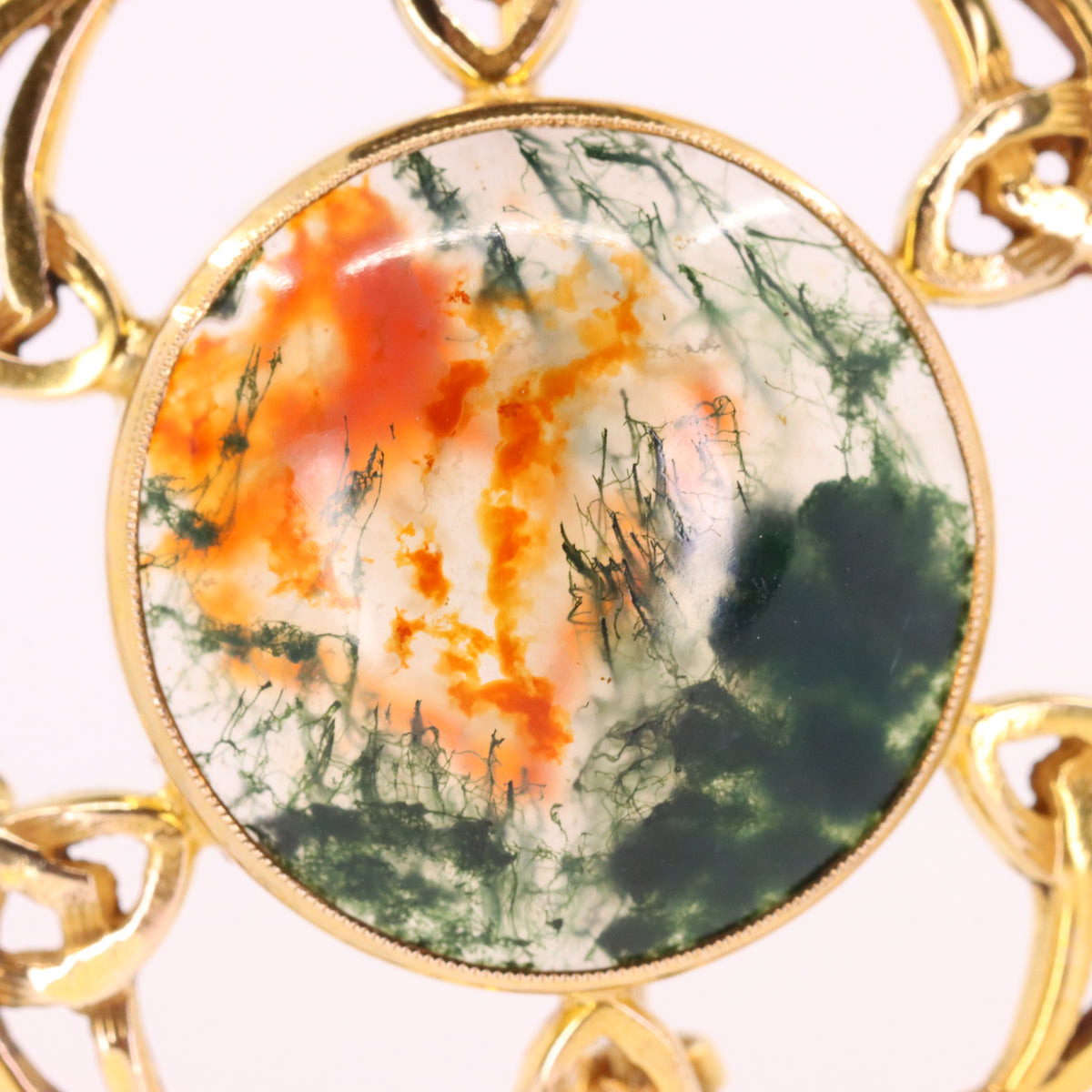 Vintage 9ct Hallmarked Gold Scottish Iona Celtic Brooch Moss Agate Boxed Gift