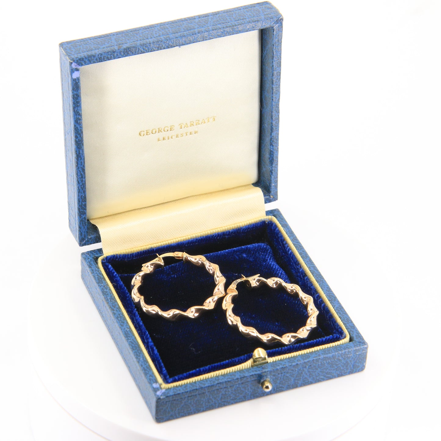 Vintage 9ct Gold Hallmarked Twist Hoop Creole Earrings Boxed