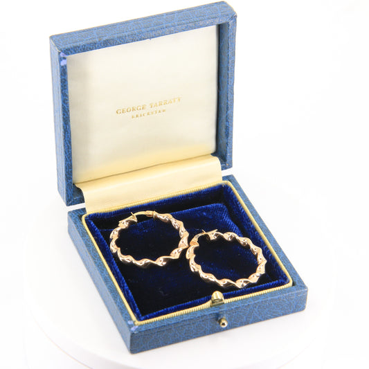 Vintage 9ct Gold Hallmarked Twist Hoop Creole Earrings Boxed