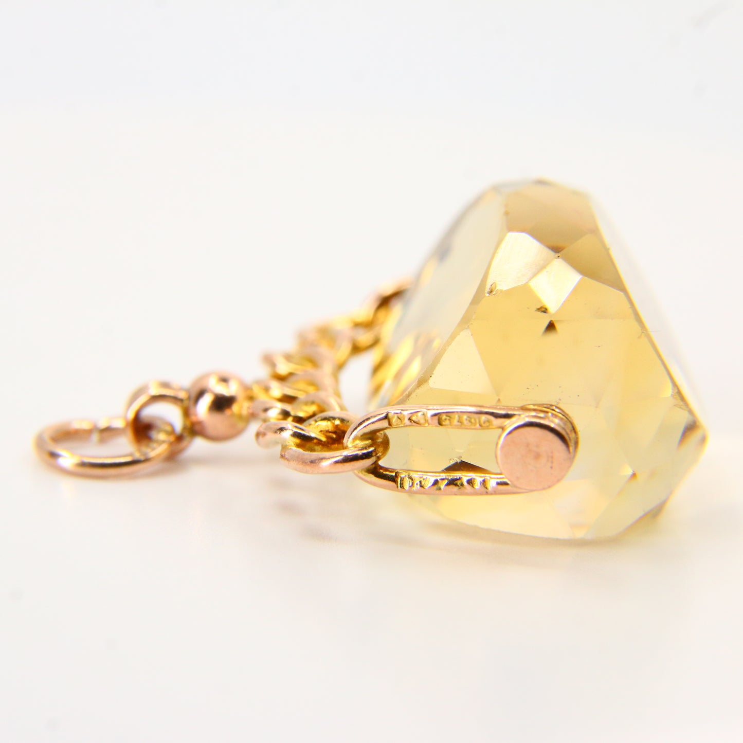 Vintage 9ct Citrine Spinner Pendant Yellow Gold Hallmarked Charm Fob