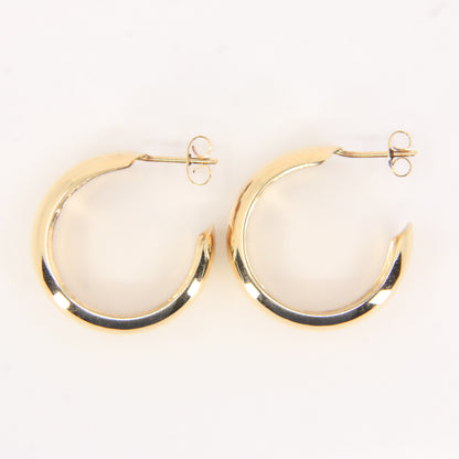Vintage 9ct Gold Hallmarked Polished Round Hoop Earrings Yellow Gold Boxed