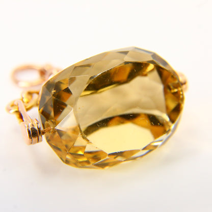 Vintage 9ct Citrine Spinner Pendant Yellow Gold Hallmarked Charm Fob