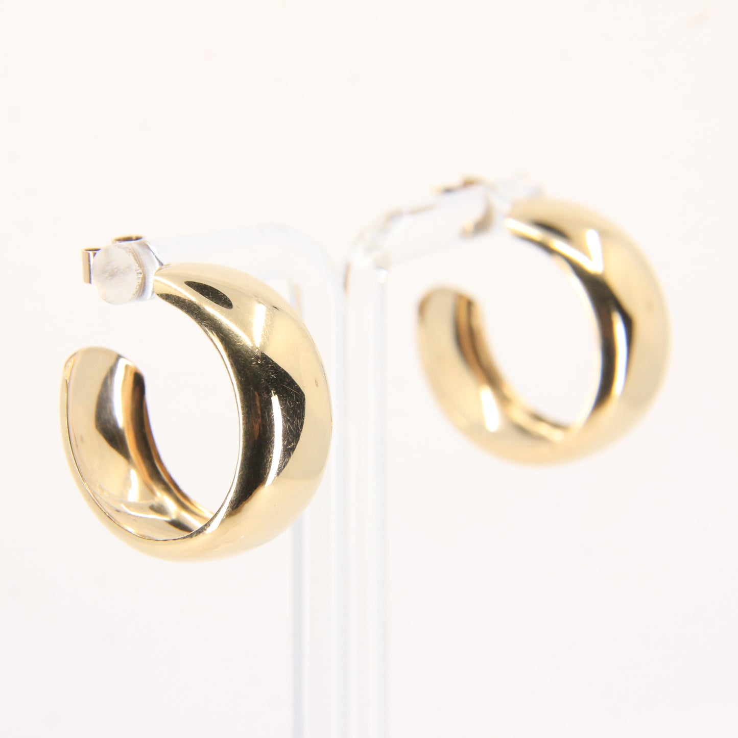 Vintage 9ct Gold Hallmarked Polished Round Hoop Earrings Yellow Gold Boxed
