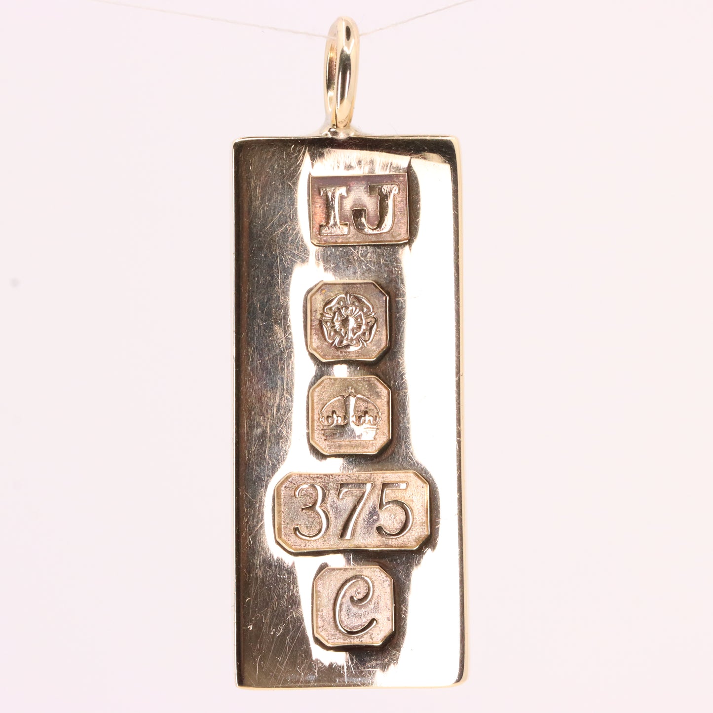 Vintage 9ct Hallmarked 1977 Sheffield Gold Ingot Bar Pendant Investment Gift