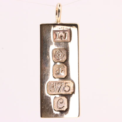 Vintage 9ct Hallmarked 1977 Sheffield Gold Ingot Bar Pendant Investment Gift