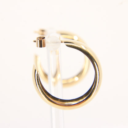 Vintage 9ct Gold Hallmarked Polished Round Hoop Earrings Yellow Gold Boxed