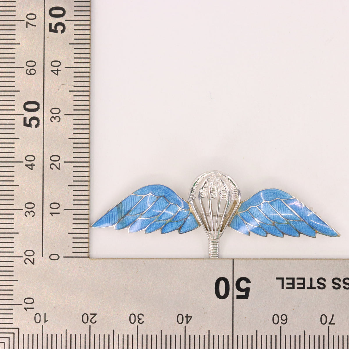 Vintage 9ct White Gold Enamel Parachute Regiment Sweetheart Brooch 1951 Boxed