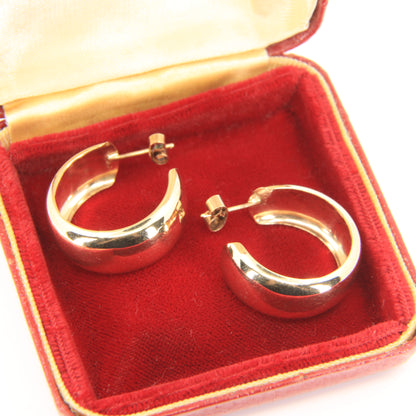 Vintage 9ct Gold Hallmarked Polished Round Hoop Earrings Yellow Gold Boxed