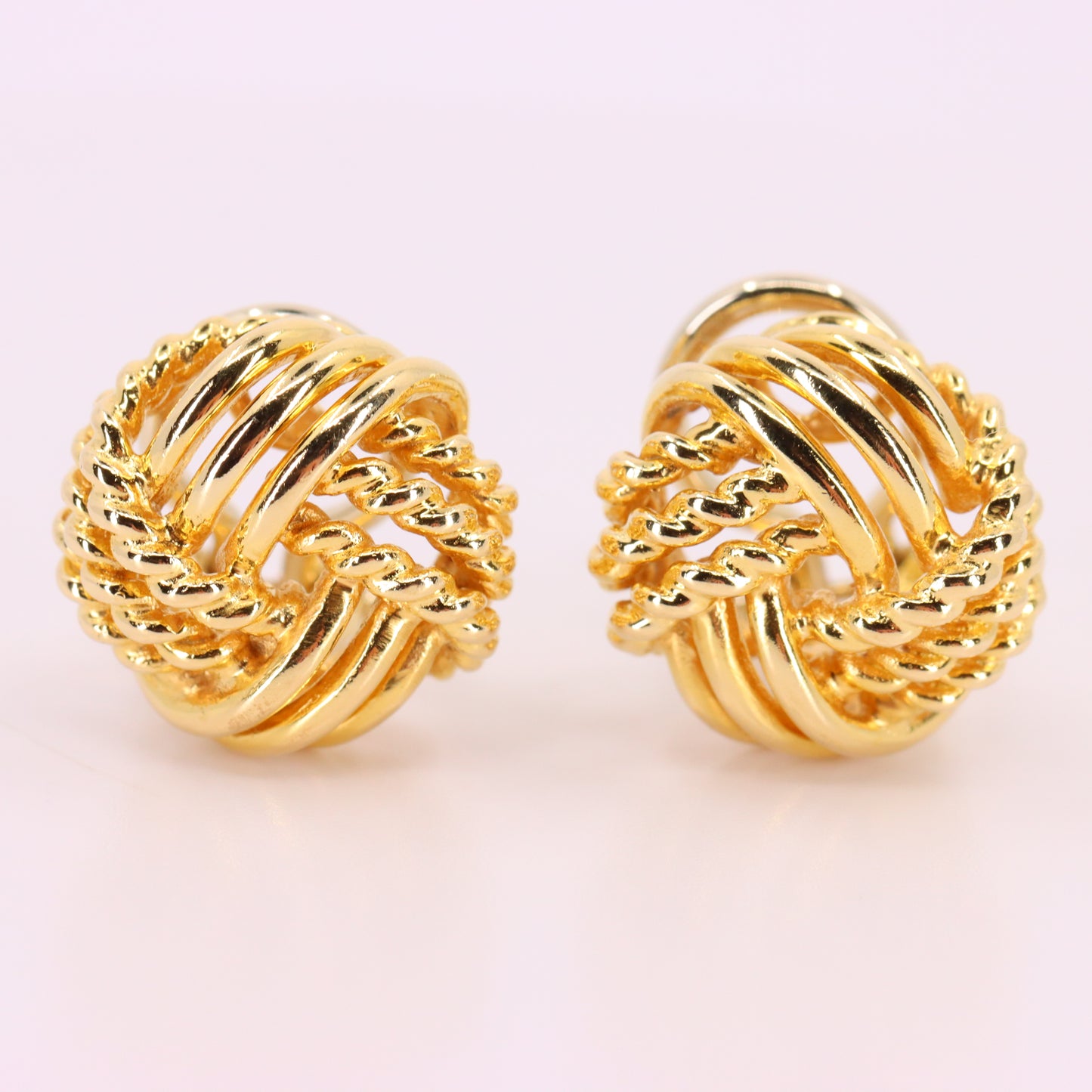 Vintage 18ct Hallmarked Yellow Gold Knot Stud Earrings Latch Back Boxed Gift