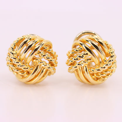 Vintage 18ct Hallmarked Yellow Gold Knot Stud Earrings Latch Back Boxed Gift
