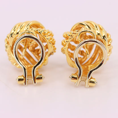 Vintage 18ct Hallmarked Yellow Gold Knot Stud Earrings Latch Back Boxed Gift