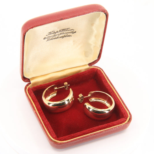 Vintage 9ct Gold Hallmarked Polished Round Hoop Earrings Yellow Gold Boxed