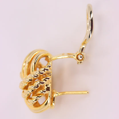 Vintage 18ct Hallmarked Yellow Gold Knot Stud Earrings Latch Back Boxed Gift