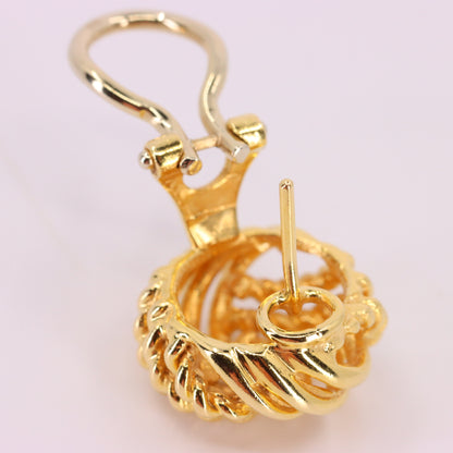 Vintage 18ct Hallmarked Yellow Gold Knot Stud Earrings Latch Back Boxed Gift