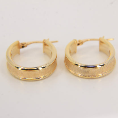 Vintage 9ct Gold Textured & Polished Hoop Earrings Yellow Gold Boxed