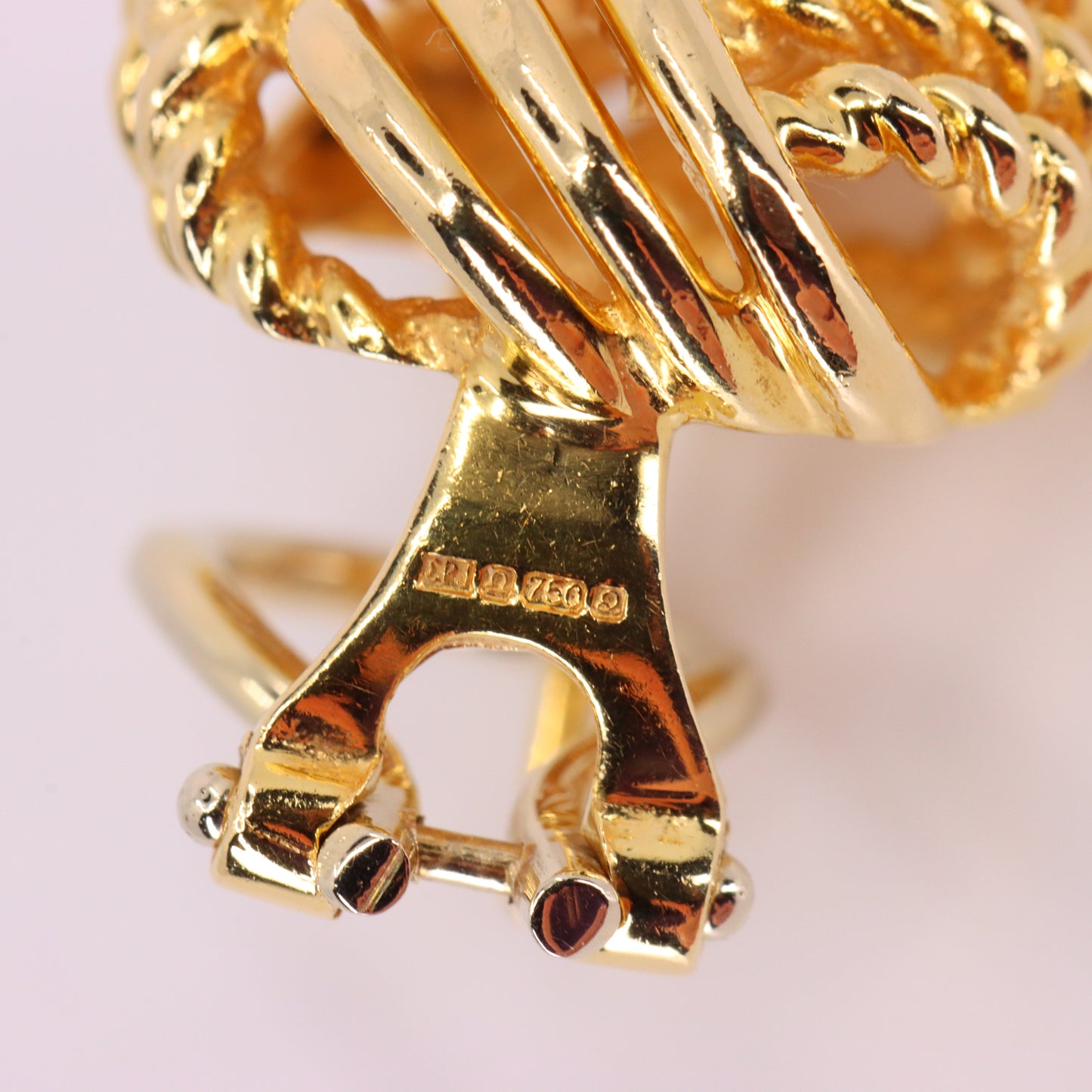 Vintage 18ct Hallmarked Yellow Gold Knot Stud Earrings Latch Back Boxed Gift